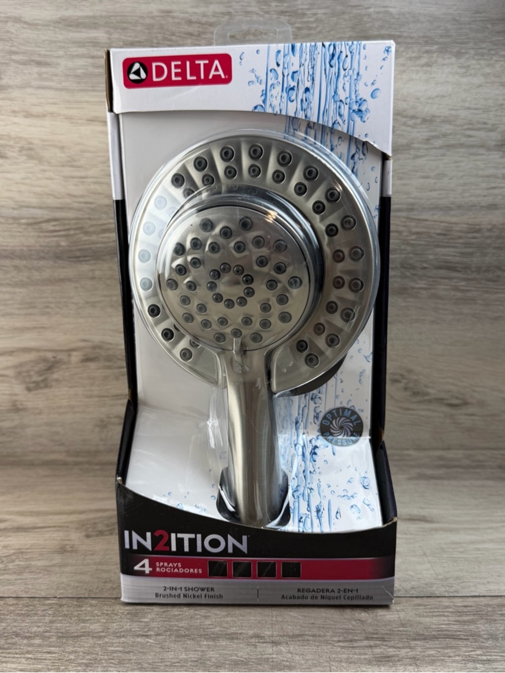 NEW Delta In2ition 2-in-1 Shower Head Brushed Nickel 4 Spray Settings 75955SN